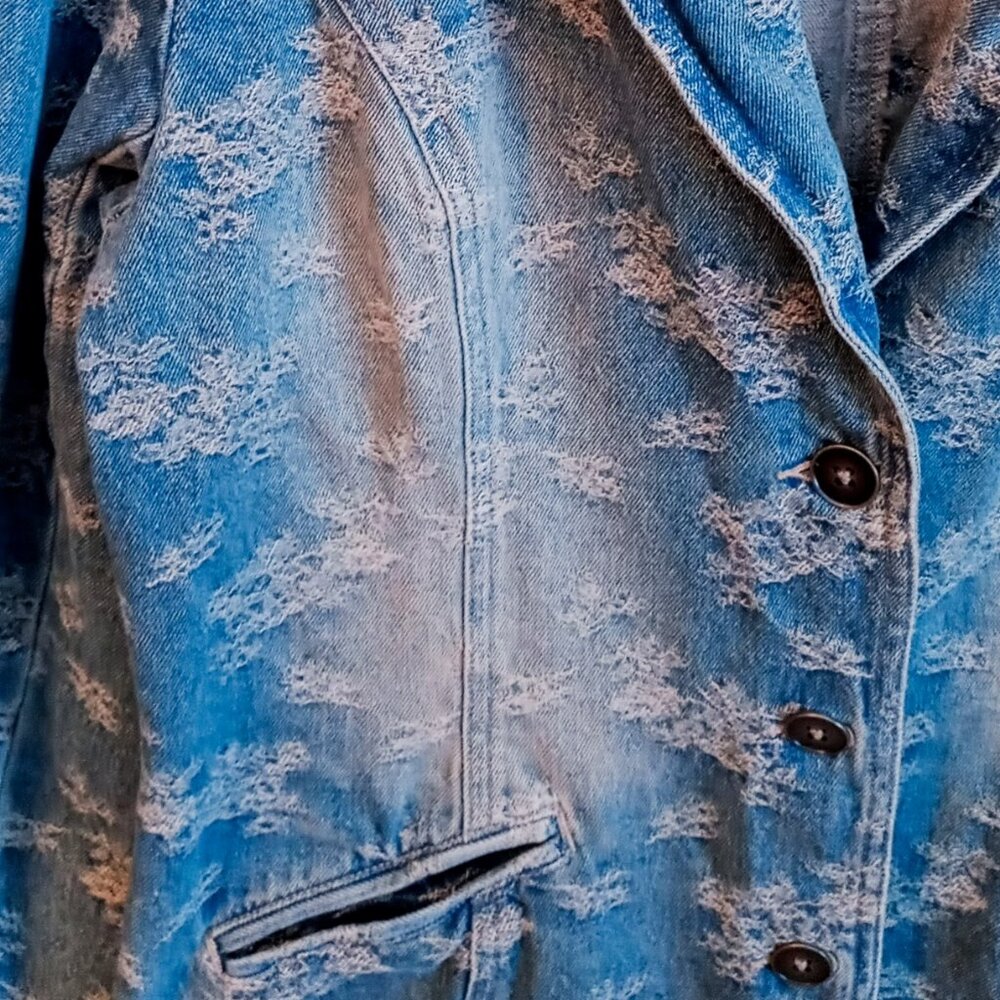 SOLD!!! Vintage Newport News Jeanology Floral Denim Jean Duster Jacket Women’s - Picture 2 of 10